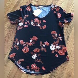 Lularoe Christy Floral Black and Red Women's Top